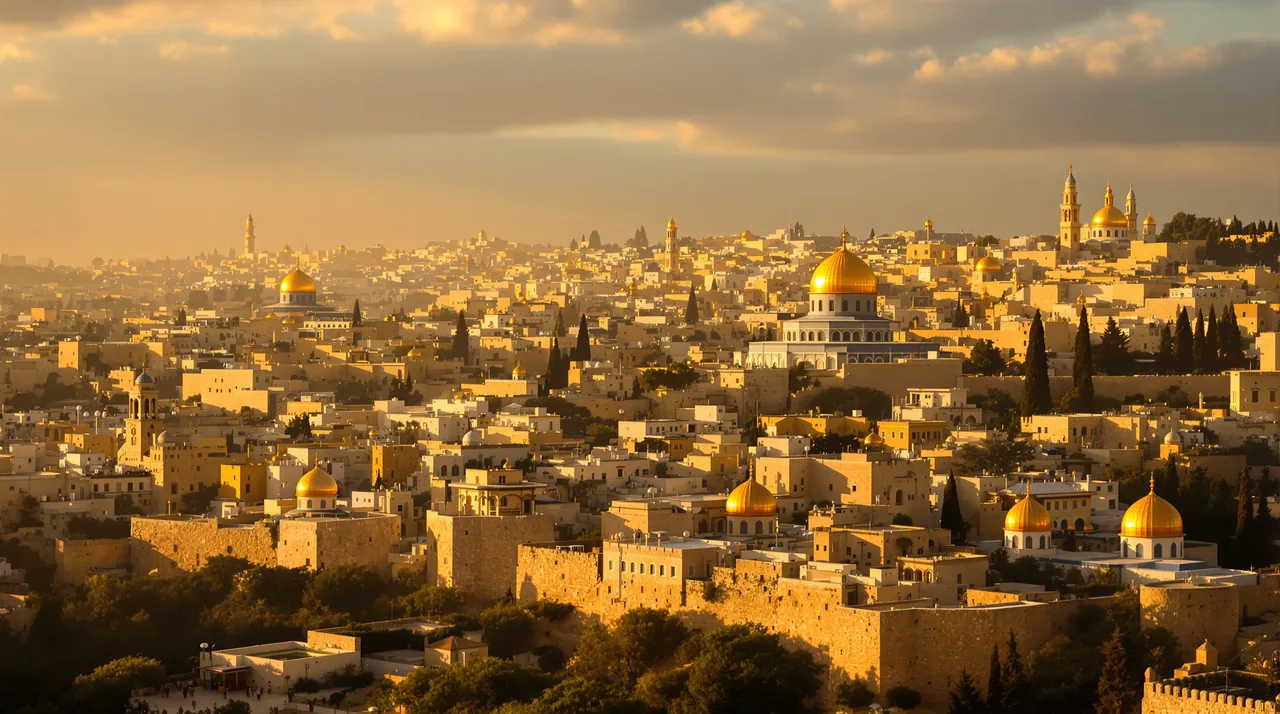 The Old City of Jerusalem at golden dawn