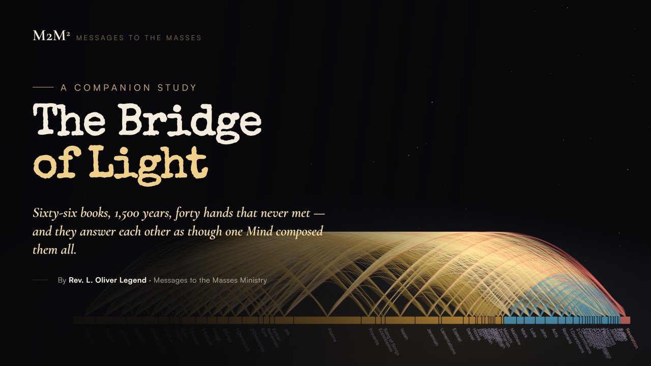 The Bridge of Light — a luminous bridge of golden arcs spanning every book of the Bible